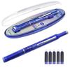 Retractable Fountain Pen Fine Nib Set 0.38mm Black/Blue Ink Transparent Barrel Pen with 5 Refillable Ink Cartridges for Sketching