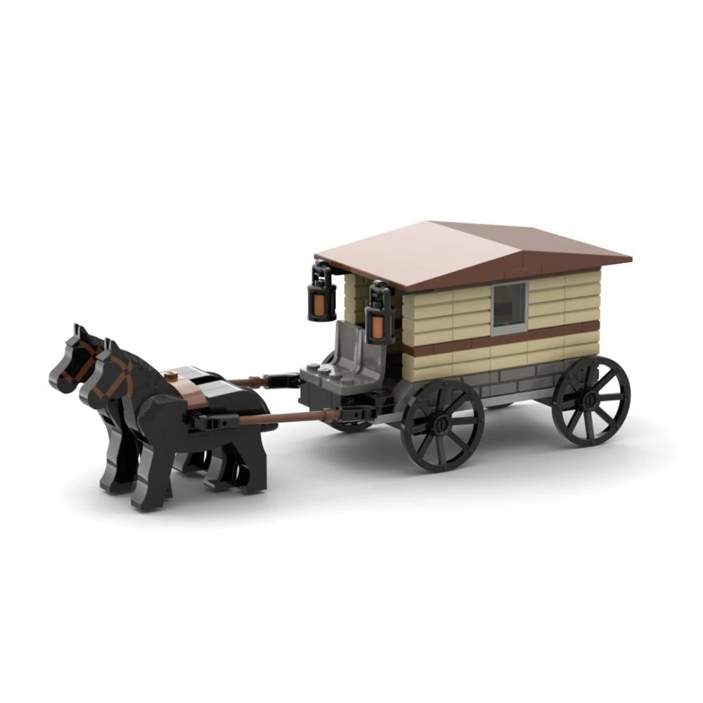 MOC Creative Medieval Western Carriage Model Farm Cattle Cart Transport Vehicle Building Blocks DIY Brick Toys Boy Birthday Gift