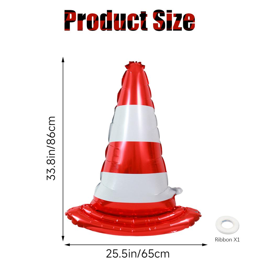 4pcs Traffic Cone Racing Aluminum Foil Balloons, Racing Theme Sports Activity Traffic Toys, Parking Lot Sign Birthday Party