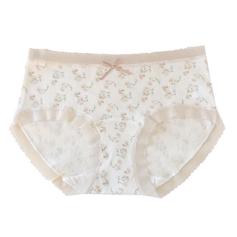 Girls' Mid-Waist Floral Seamless Panties - Cute, Comfortable, Breathable, Skin-Friendly Triangle Briefs