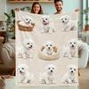 1pc Lightweight Fleece Maltese Dog Pattern Printed Blanket - Friendly Plush All-Season Parabolic Dog Design, Suitable for Home Or Outdoor Relaxation, 