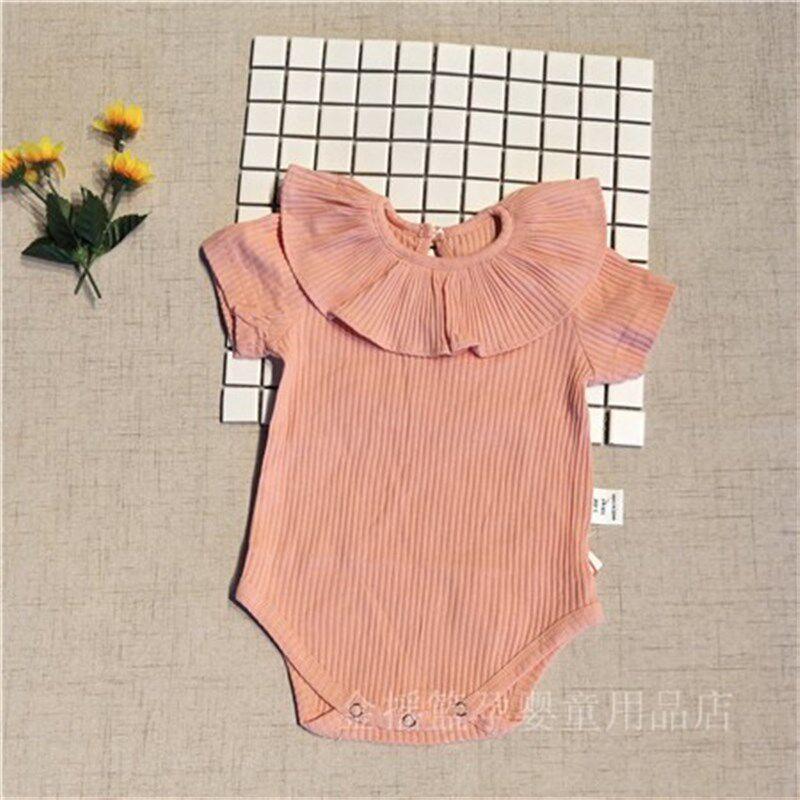 

Super Stylish Baby Summer Clothes, Short-Sleeved Triangle Romper for Boys and Girls, Pure Cotton Summer Outfit, One-Piece Crawling Suit Pink Pink Lace 90(Recommended Within 10kg)