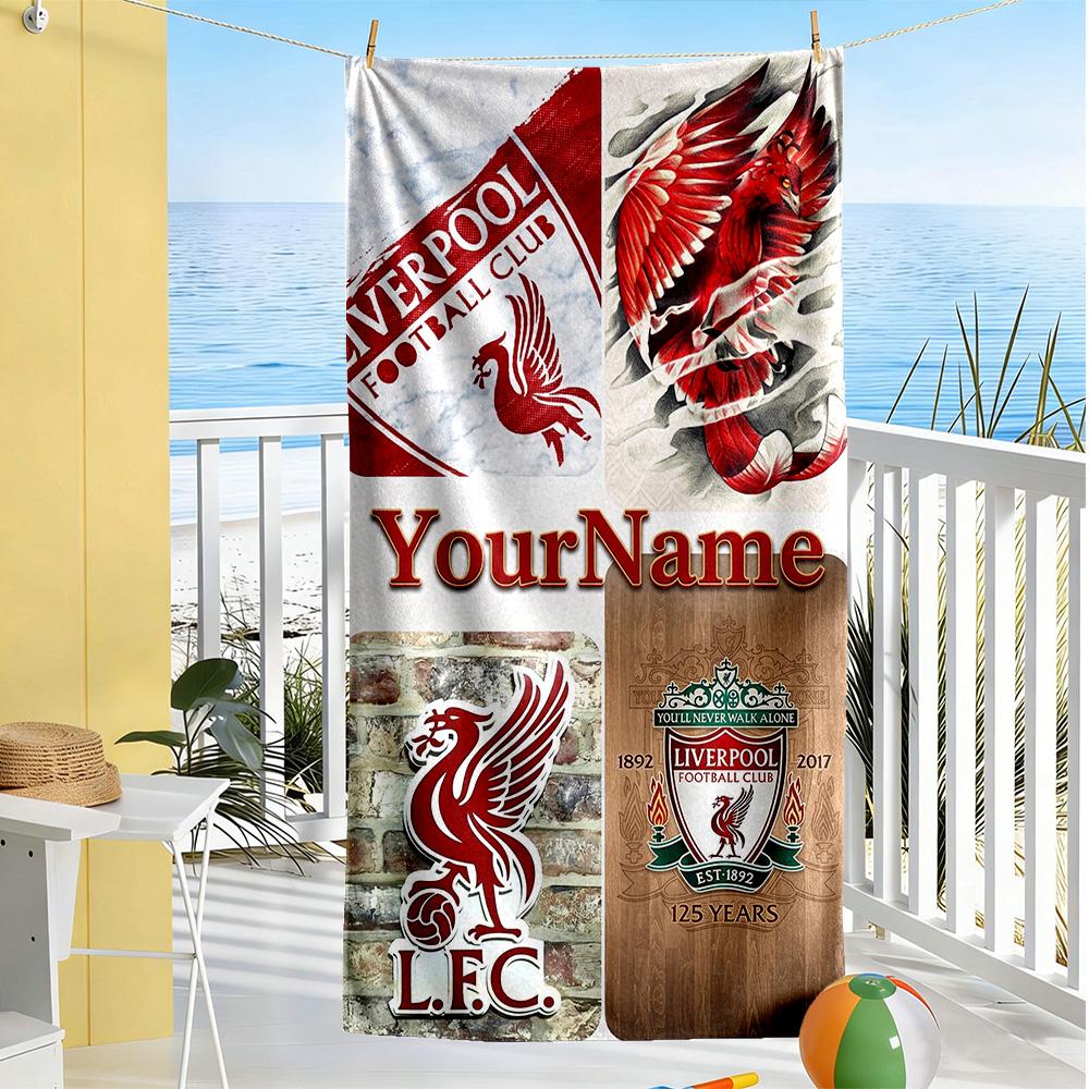 Liverpool Personalized Text Beach Towel High Absorbency & Quick-Dry Ideal for Travel Outdoor Swim Pool Yoga Surf Camping Hiking Gym Gift Holiday