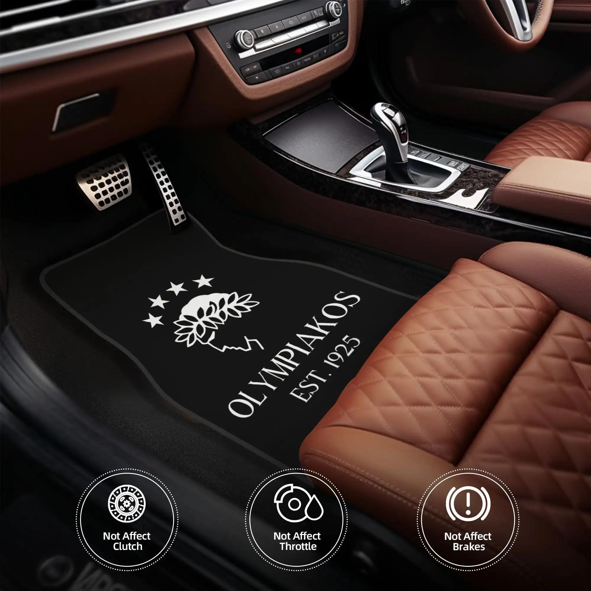 4pcs Olympiakos Piraeus FC Official Soccer Club Car Floor Mats - All-Weather Protection, Durable Polyester Fiber, Fit For All Ve