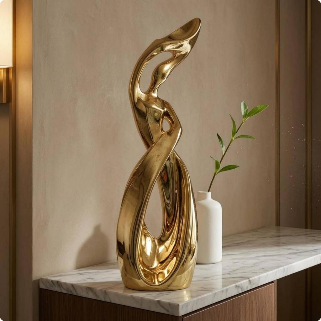 Abstract Human Figure Sculpture Looped Cutout Modern Resin Tall