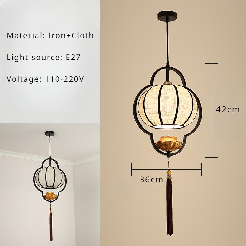 Chinese Lantern Chandelier Iron Fabric Restaurant Pendant Light Nordic Home Decor Bedroom Board Balcony Corridor Bar Led Lights