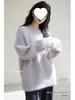Soft Mink Cashmere Pullover Sweater - Women's Autumn/Winter Cozy Style Milk Knitted Cardigan Thickened Top