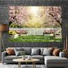 Background Banner Cheerful Spring Flowers Fence Pattern Background Cloth  Suitable for Outdoor and Indoor Decoration