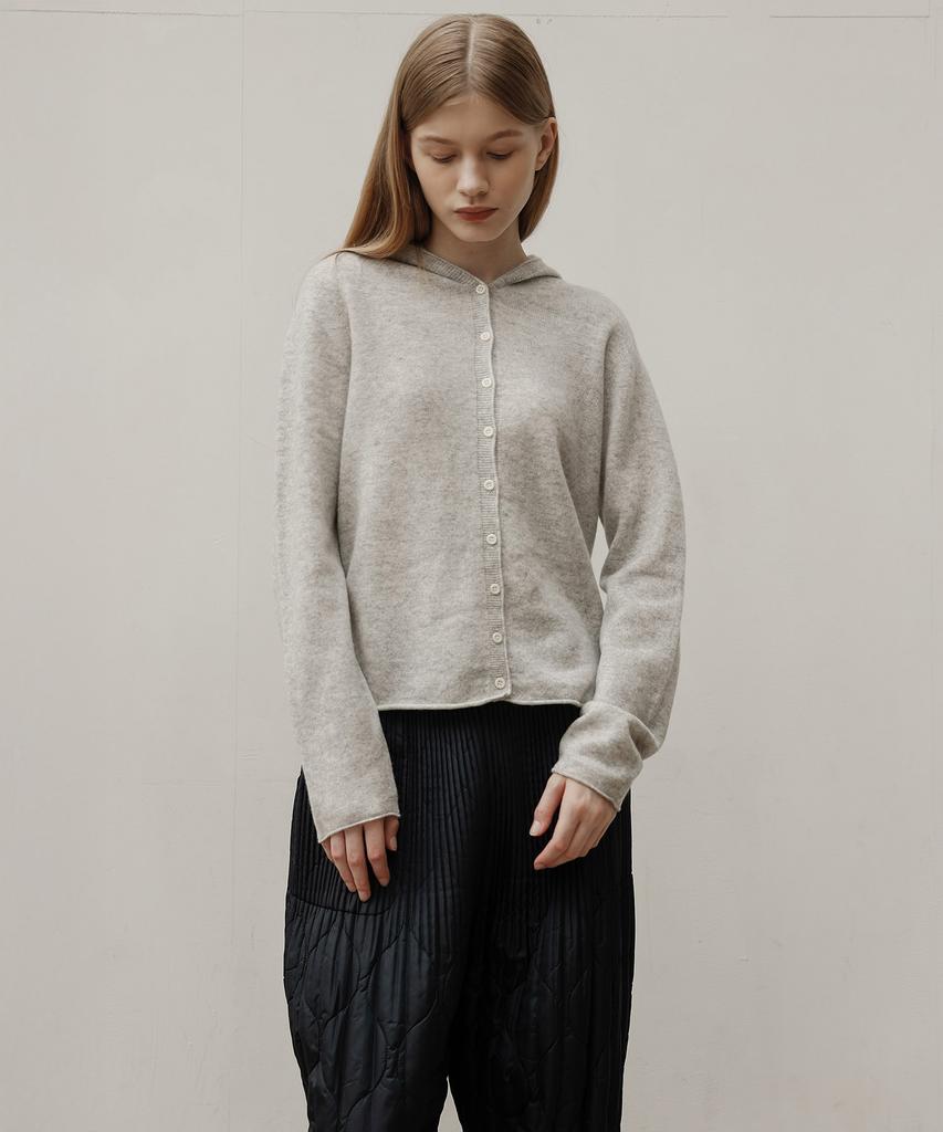 Yoyoyoy Essential Hooded Button Cardigan_Gray