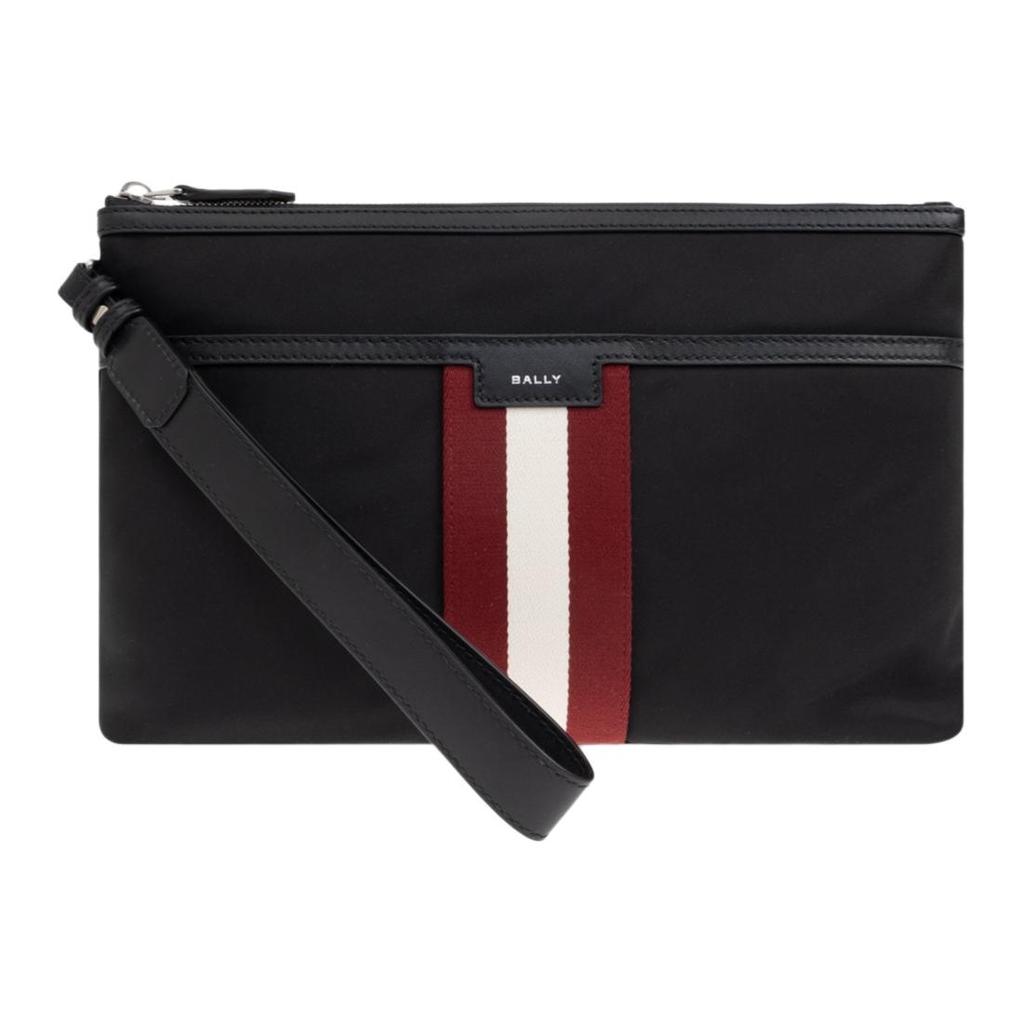 Bally Code Zipper Stripe Design Nylon Clutch Men Clutch Black MAM00YNY286U901P