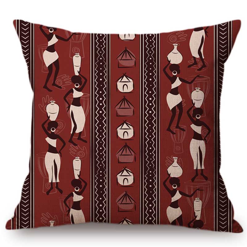 Exotic Africa Design Pattern African Hunting Animals Geometric Decorative Sofa Throw Pillow Case Cotton Linen Chair Cushion Case