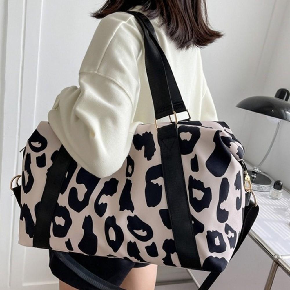 Large Capacity Gym Bag Leopard Print Shoulder Bag Spacious Handbag  Fitness Sports