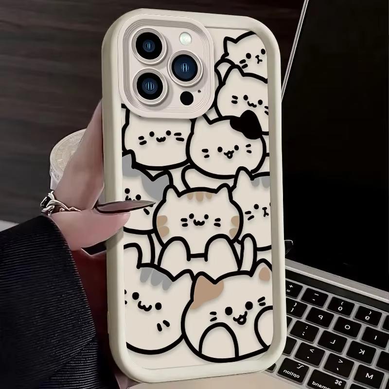 Cartoon Animal Cute Cat Phone Case For iPhone 17 Pro Max 16 15 Pro 14 13 Mini 12 11 XR XS 17Air 16 Plus Soft Silicone Cover
