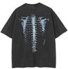 Streetwear Bothsides X-rays Graphic T-Shirt Cotton Washed Black Tshirt Unisex Short Sleeves T Shirt