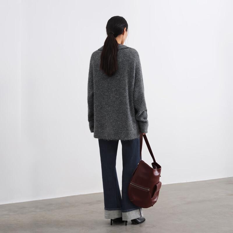 GREEN BELT Women's Loose Fit V-Neck Knit Cardigan