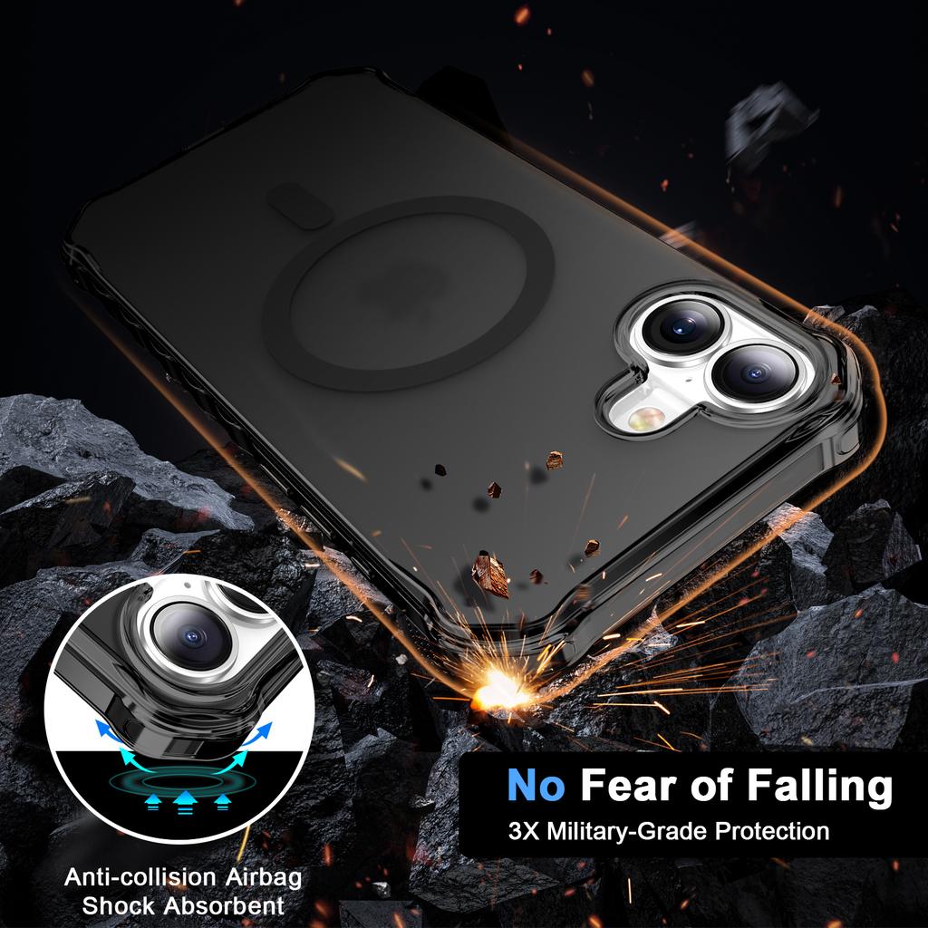 For iPhone 16 Case Compatible with MagSafe Small Wavy Edge PC+TPU Phone Cover