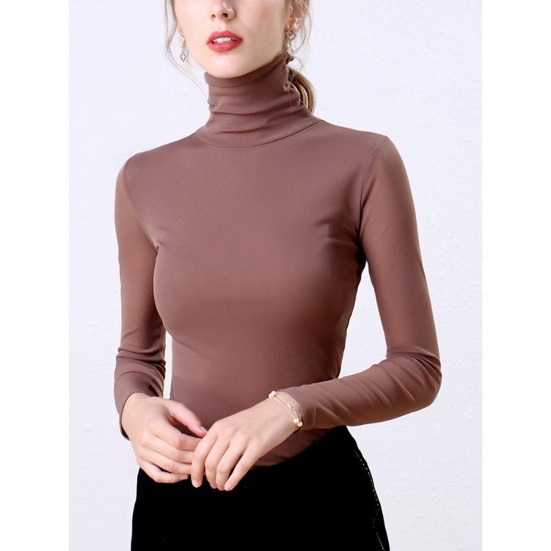 

Рубашка с сетчатой основой и полуводолазкой для женщин, модная рубашка с длинными рукавами для мамочек, для костюмов на весну и осень XXXL