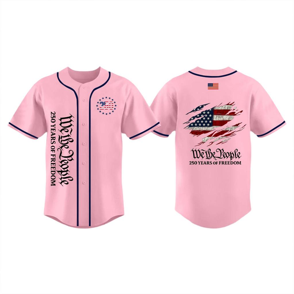 Unisex Baseball Jersey Lightweight Athletic Top Independence Day Print Full Sleeve Casual Shirt Suitable for Outdoor Sports and Daily Wear