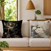 Simpl Pretty Golden Lotus Cushion Cover Durable Hypoallergenic Organic Linen Pillow Cover Short Size Washable Skin-Friendly