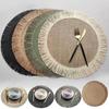 1PC Round Tassel Placemat Heat Resistant Mat Simple Jute Dining Table Mat Placemat for Wedding Homes Party Dining Table 38x38cm
