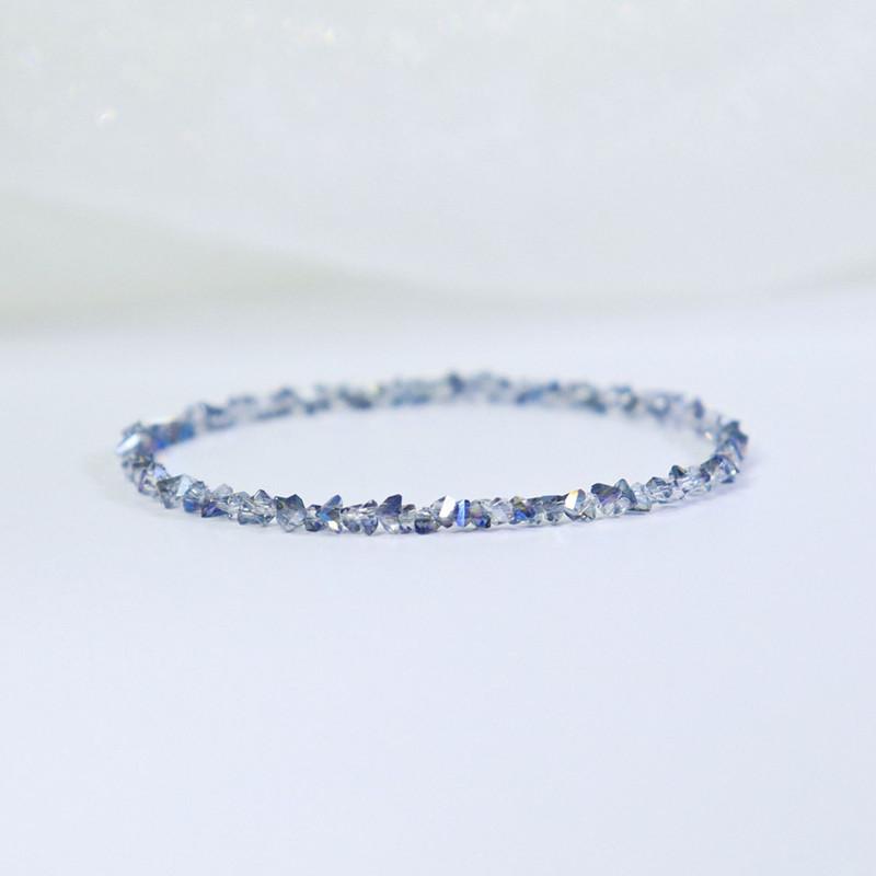 

Transparent Crystal Irregular Beaded Bracelet Women‘s Shiny Mulit-cut Pink Glass Chain on the Hand Jewelry Girls Gifts синий
