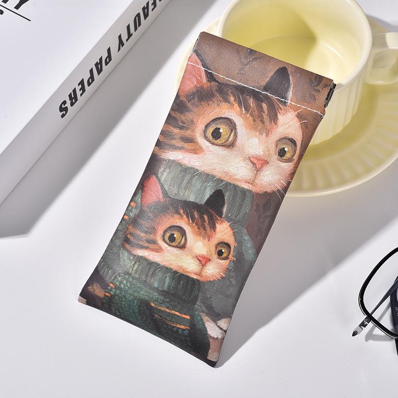 Leather Automatic Closing Glasses Case - Portable Spring Clip Storage for Sunglasses & Myopia Glasses