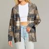 Women's Fashion Long Sleeve Christmas Print V-Neck Button Loose Cardigan Top