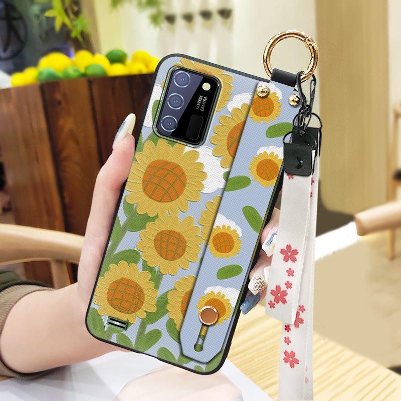 Phone Holder Kickstand Phone Case For Oukitel C25 Dirt-resistant Fashion Design Waterproof Wrist Strap Oil Painting Ring