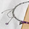 Vintage Heart Pendant Natural Purple & Black Gall Stone Chain Necklace for Women Choker Jewelry N0500