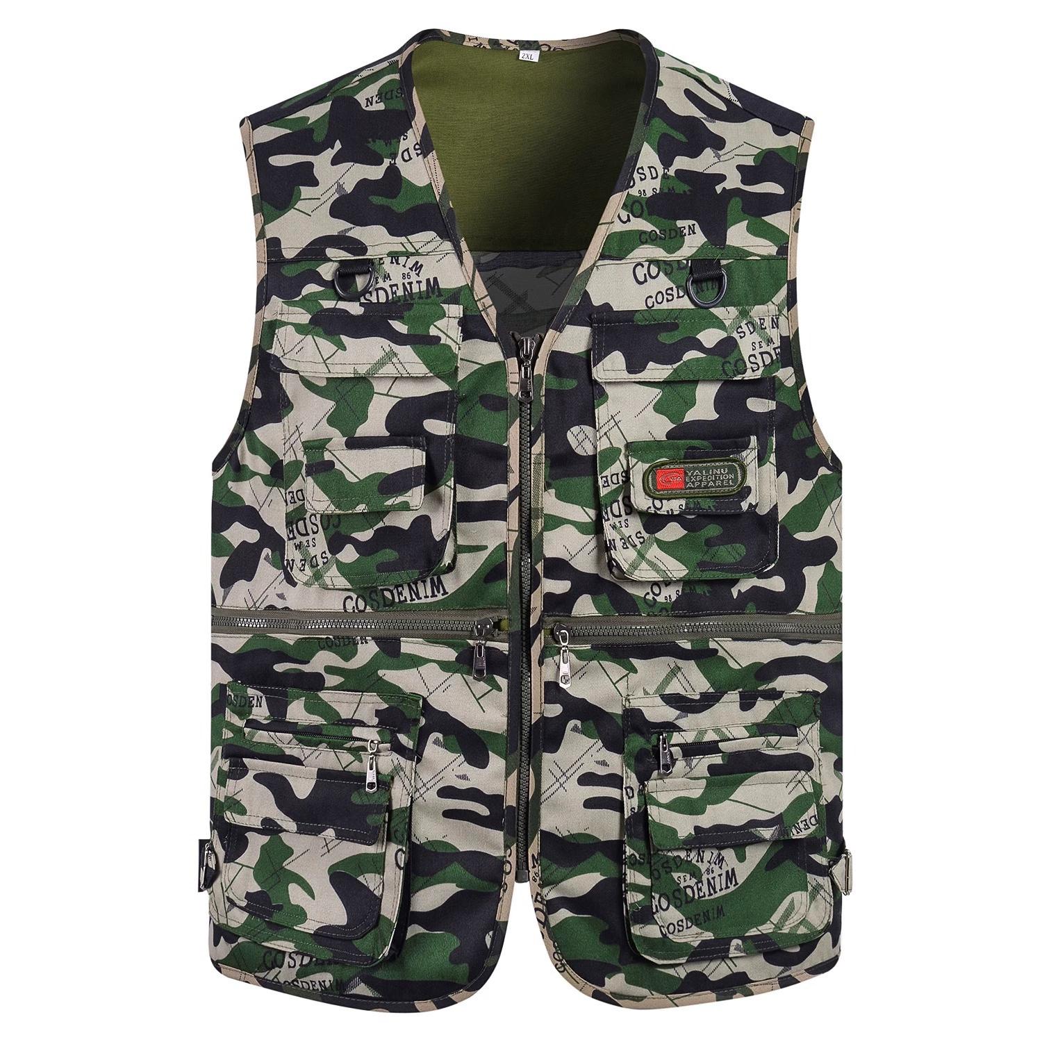 Herren Angler Fotografie Multi-Taschen Weste Outdoor Taktische Bergsteigen Sport Weste Einfarbig Atmungsaktiv Ärmellose Jacke 4XL