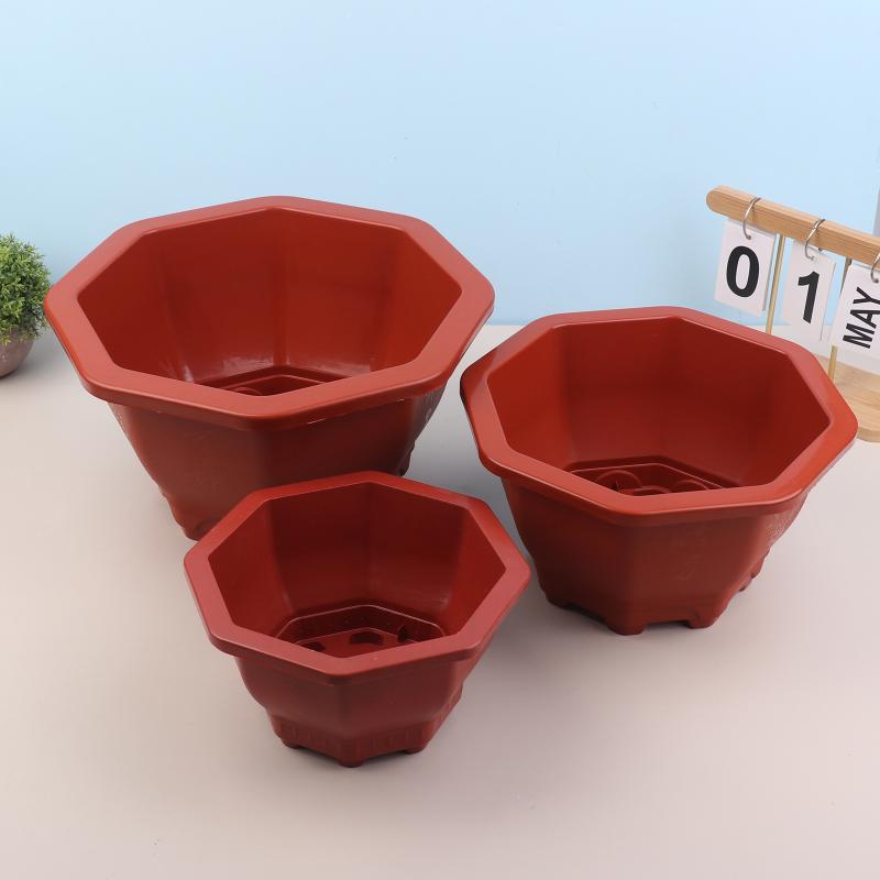 1Pc Hexagonal Plastic Flowerpot Reusable Bonsai Special Green Plant Classical Indoor Garden Decor Succulent Plants Planting