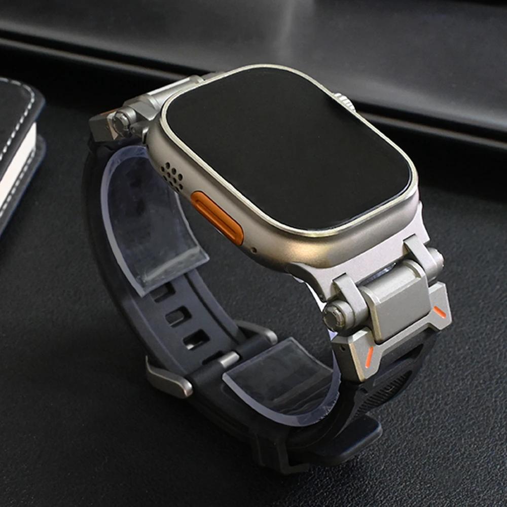 Sports Rubber Band for Apple Watch Ultra 2 1 Band 49mm Series 10 46mm Luxury Wristband for IWatch Series 9 8 7 6 5 4 45mm 44mm