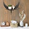 Bohemian Style Wooden Crescent Moon Wall Shelf for Crystals and Candlestick Decor