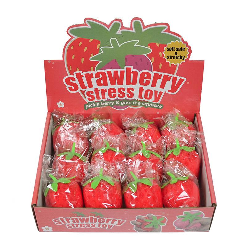 Strawberry Squeeze Squishy Toy Kawaii Red Pink Fidget Toy Fruits Vegetables TPR Stress Relief Toys Soft Girl Birthday Gift Toy