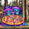 1pc Psychedelic Mushroom Pizza Print Outdoor Blanket, Lightweight Polyester,
