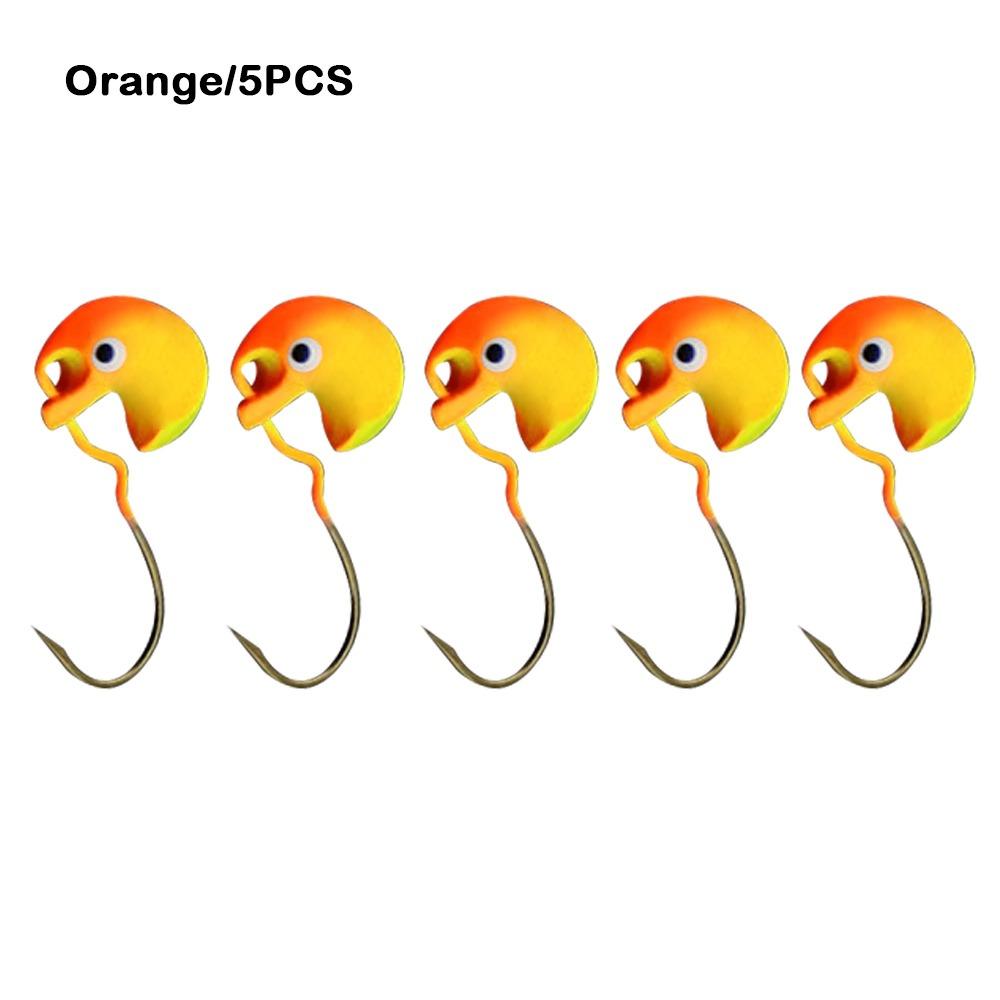 5Pcs Set Round Inverted Jigging Hook Colored Design Soft Worm Grub Hook  Soft Bait Fishing