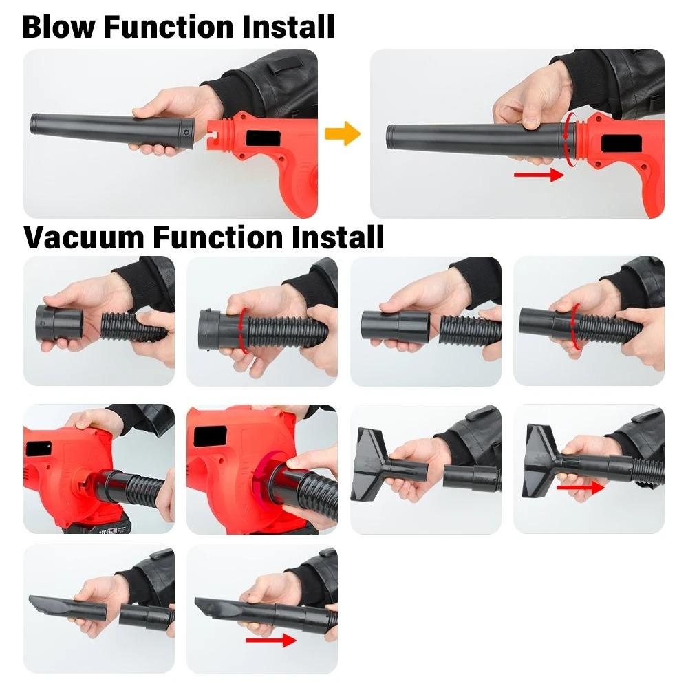 2 In 1 Suction+ Blow Leaf Blower Electric Blower Cordless Leaf Snow Vacuum Cleaning Power Tool For 21V Battery