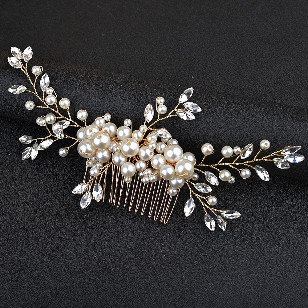 

Свадебные аксессуары для волос ручной работы жемчужный цветок гребень свадебный стиль головной убор
