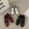 Silver Mary Jane Shoes Women's Shoes Spring and Autumn New Thick Heel Light Mouth Fairy Shoes Evening Breeze Gentle  Shoes