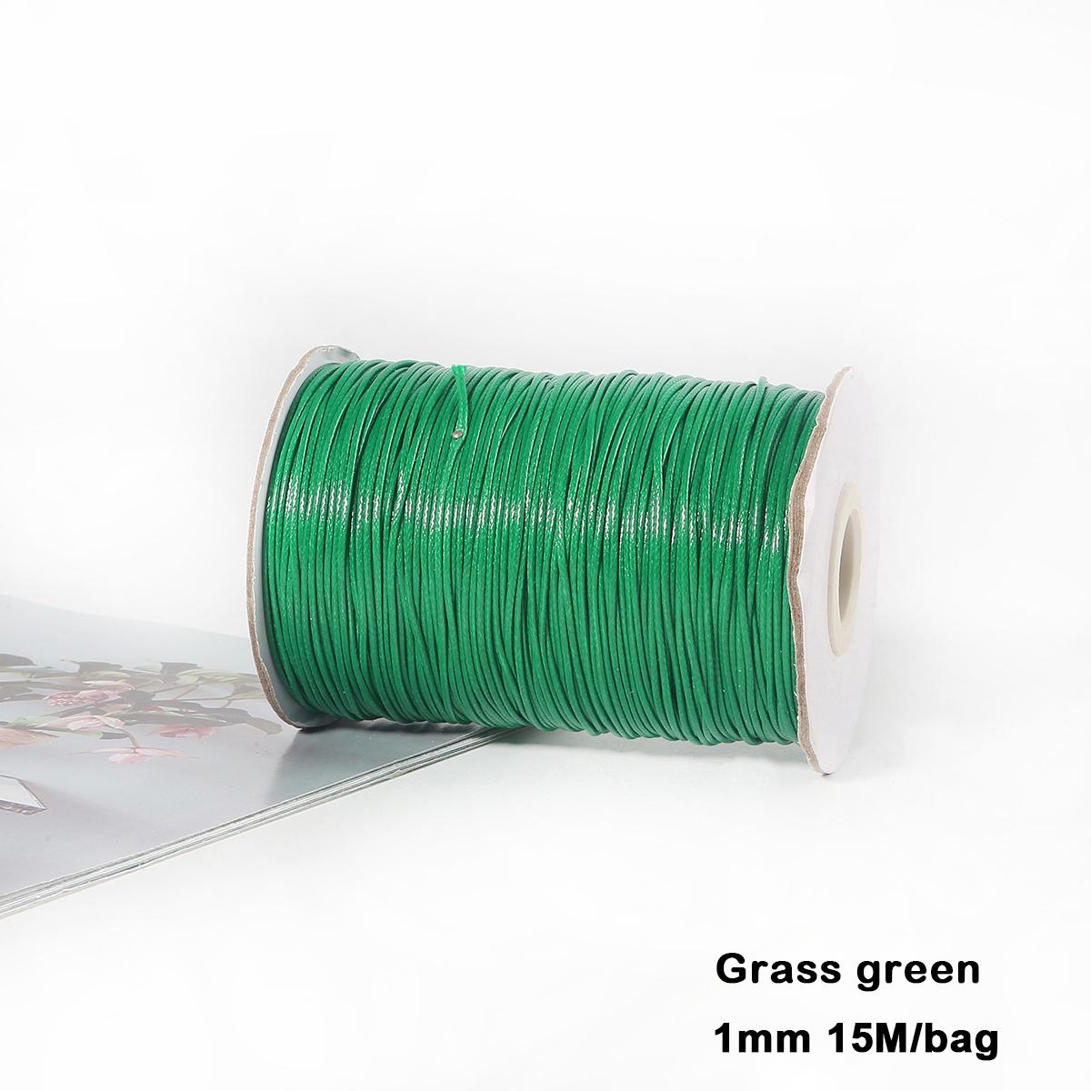 

Разноцветные вощеные хлопковые шнуры для макраме, ювелирные бусины, изготовление ювелирных изделий своими руками 1mm 15meter трава зеленый