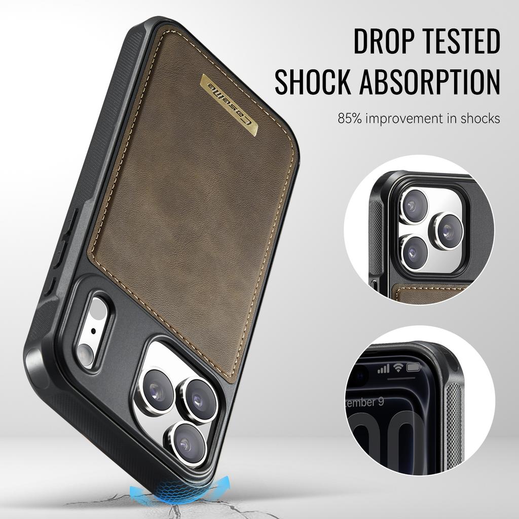 For iPhone 17 Pro Max Magnetic Case CASEME ME80 Series Leather PC TPU Phone Cover with Detachable Wallet