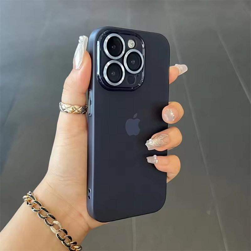 Luxury Matte Ultra Thin Soft TPU Case For iPhone 15 14  13 12 11 Pro Max Transparent Clear Metal Camera Protector Cover