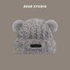 Women's Soft Bear Ear Plush Hat - Large Head Fit, Autumn/Winter Warmth, Sweet Loose Style, Ear Protection