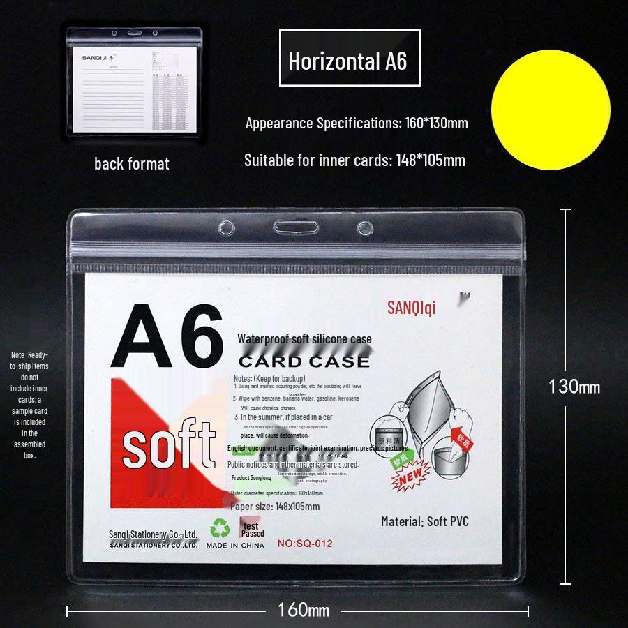 Waterproof Transparent Badge & Document Holder - Large, Soft, Vertical/Horizontal, Fits A5, B6, A4, A3