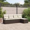 VidaXL 5-Piece Garden Sofa Set with Brown Cushions Poly Rattan 3360489