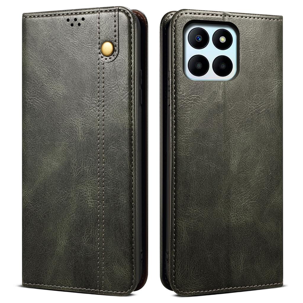 For Honor X8b 4G Waxy Crazy Horse Texture Case PU Leather Phone Cover Wallet