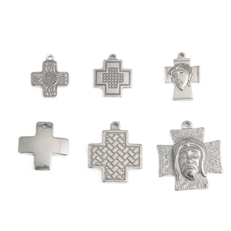 Stainless Steel Square Cross Pendant Charm for DIY Jewelry