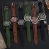Herren Kalender Silikon Herrenuhr Quarz Uhr Drei-Augen-Uhr