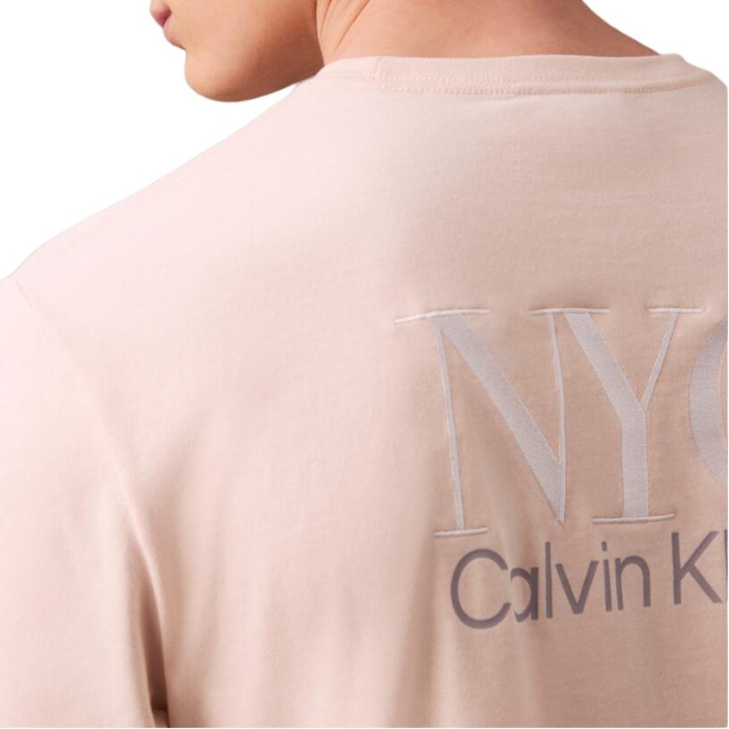 Calvin Klein Minimalist Comfortable Versatile Casual Embroidered Back Short Sleeve T-Shirt Men Tops Silver Peony 4RB813G-LN4