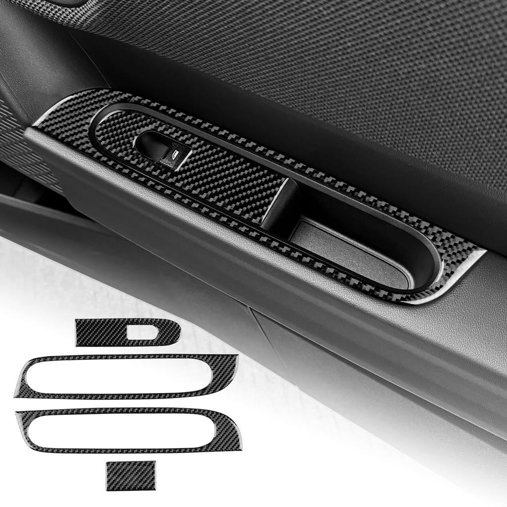 AIRSPEED Carbon Fiber Interior Door Window Lift Decoration Frame Stickers for Mini Cooper F66 F67 Stylish Interior Includes Tape 2024-2025,